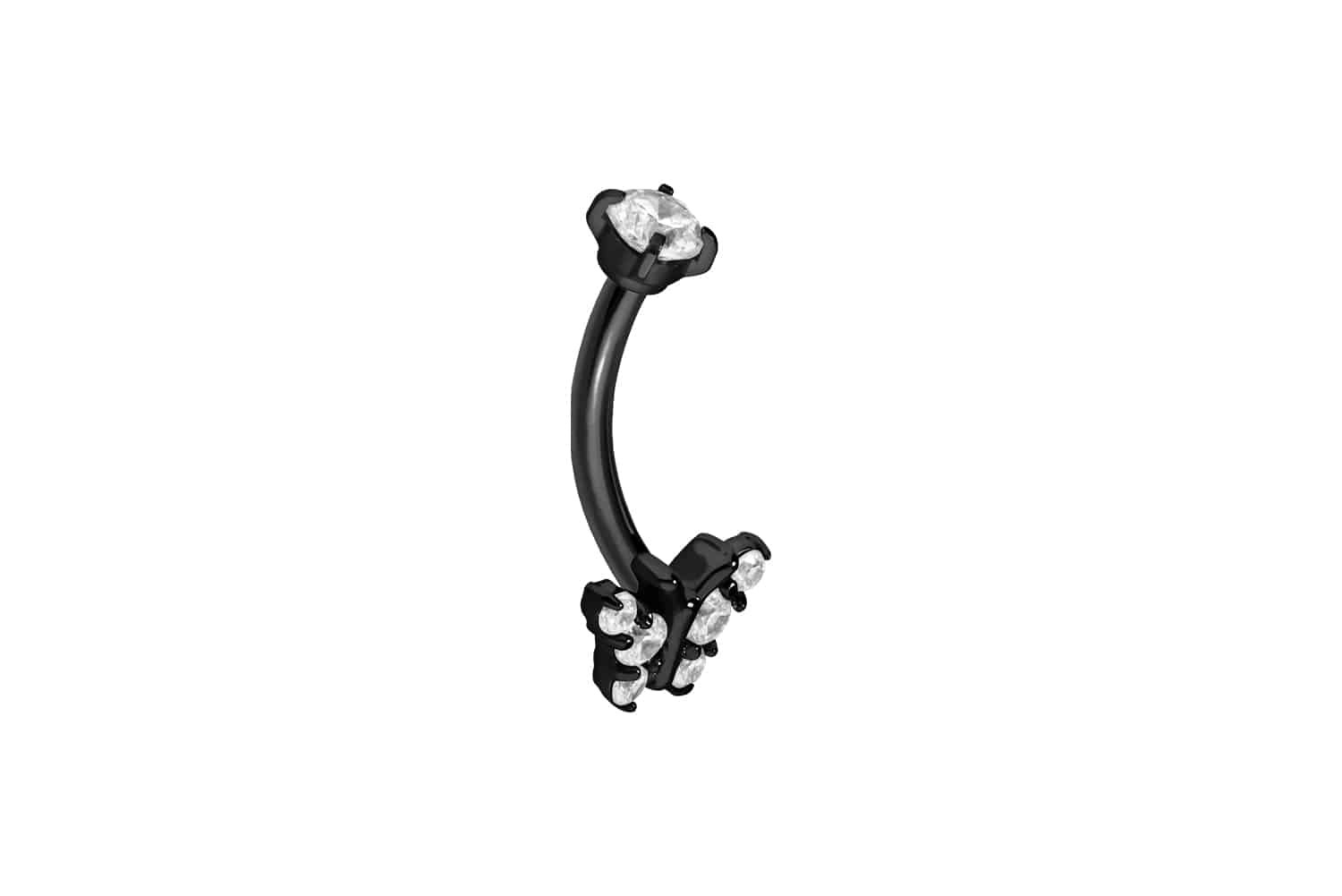 Titan Piercing Banane mit Push Fit KRISTALLSCHMETTERLING